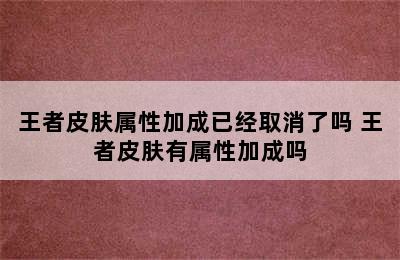 王者皮肤属性加成已经取消了吗 王者皮肤有属性加成吗